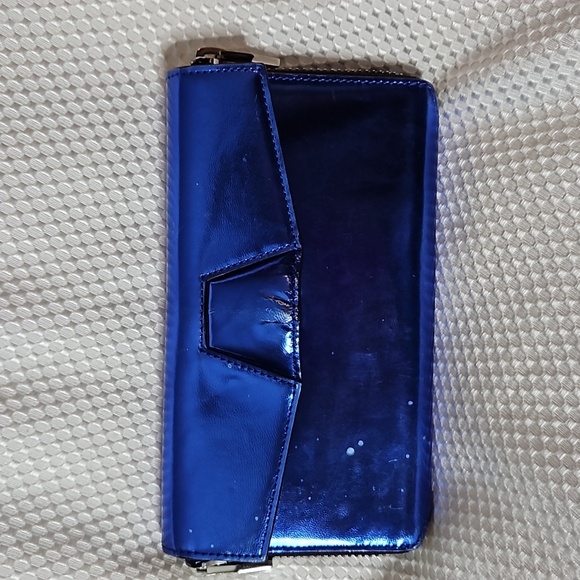 ALEXANDER WANG BLUE METALLIC WALLET - Picture 1 of 8